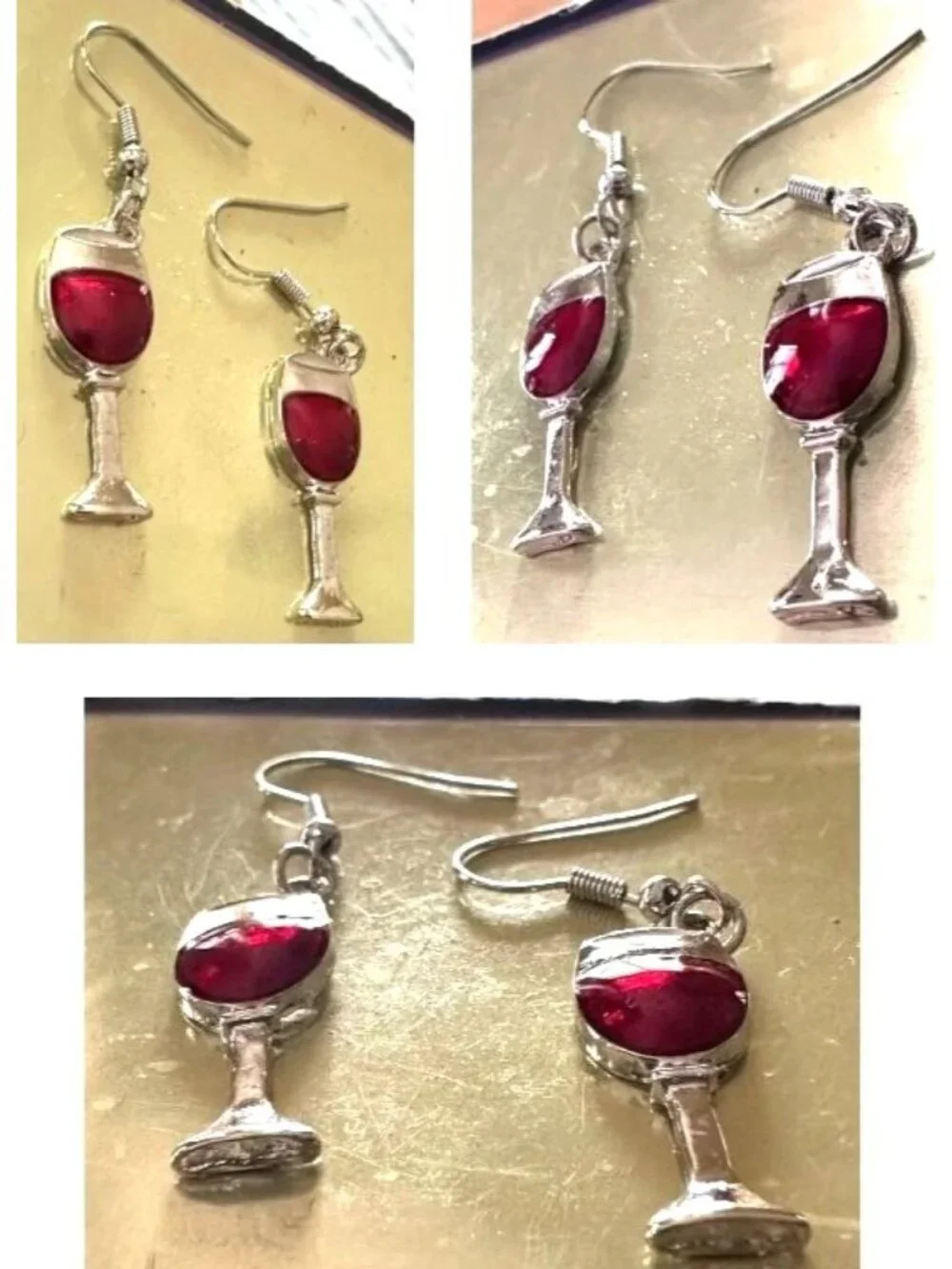 Red Wine Glass Earrings Merlot Cabernet Pinot NoirCocktails Dangle Hooks New